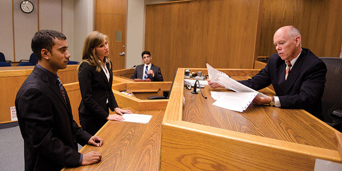 Students in a courtroom